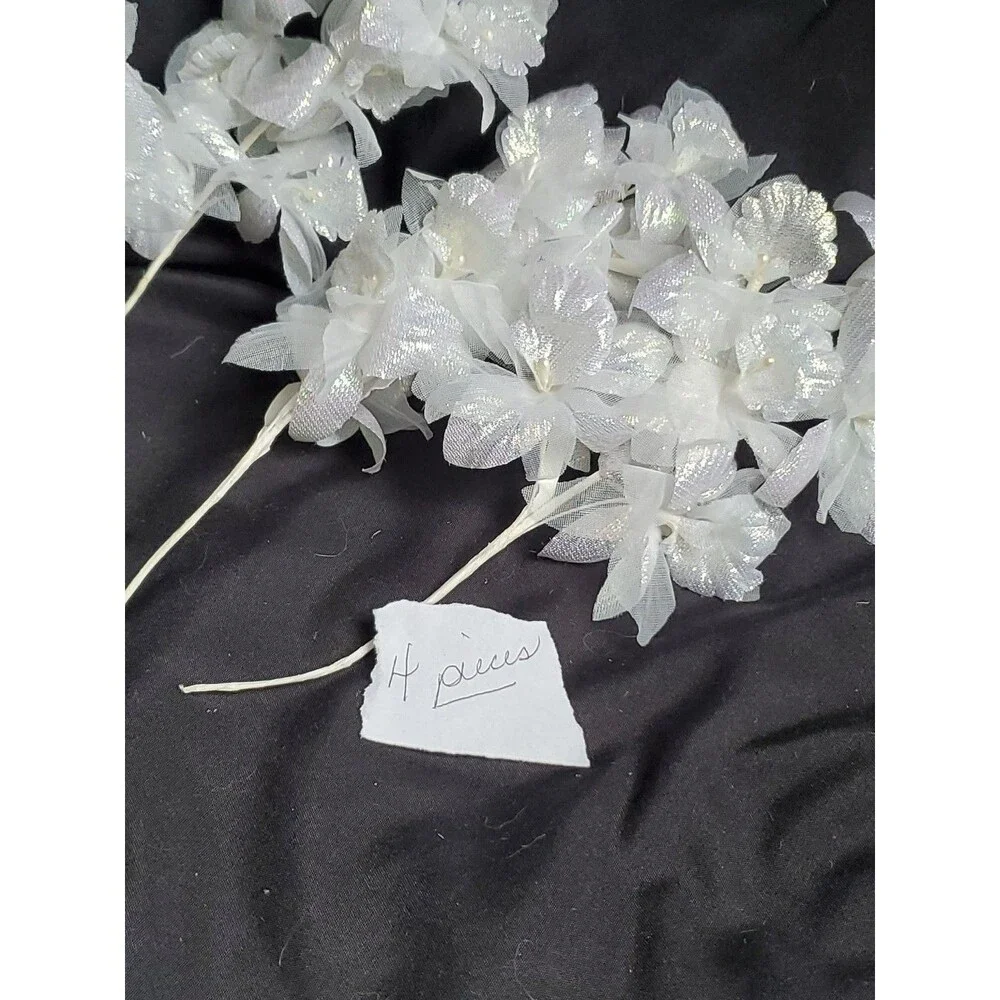 Wedding Floral Bundle Of 32 Pieces/white/Ivory/Iridescent/Picks/Stems/Flower/Lot